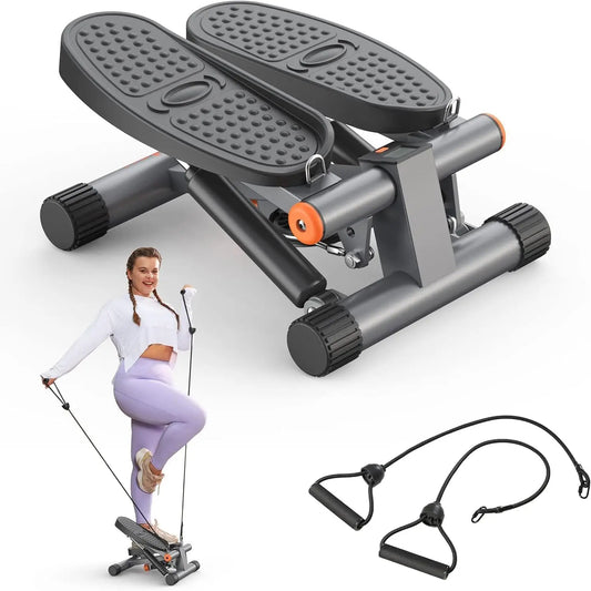 Steppers for Exercise, Stair Stepper with Resistance Bands, Hydraulic Fitness Stepper with LCD Monitor