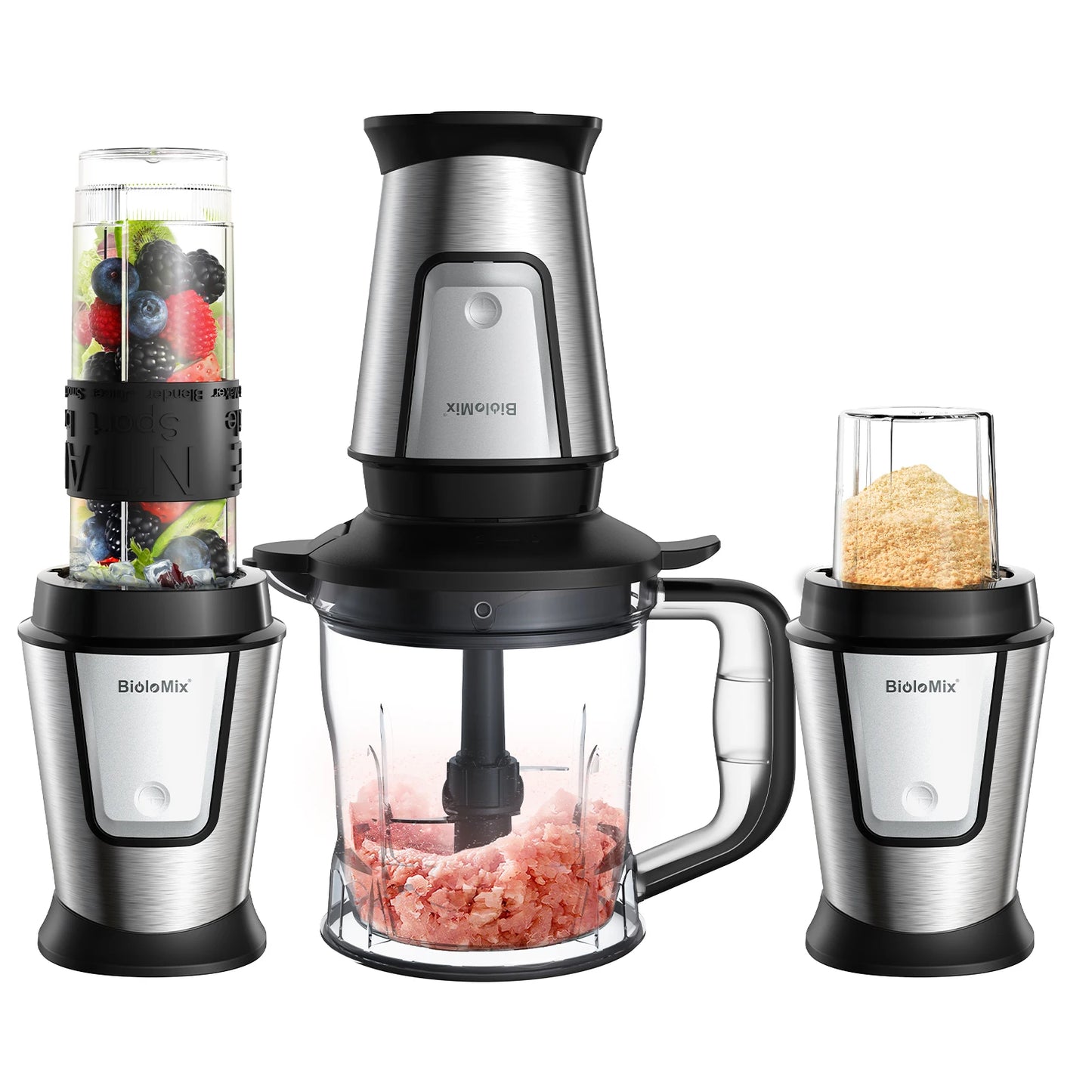 700W 3-in-1 Multifunctional Portable Food Processor, Juicer, Blender, Smoothie Mixer, Food Chopper, Dry Grinder