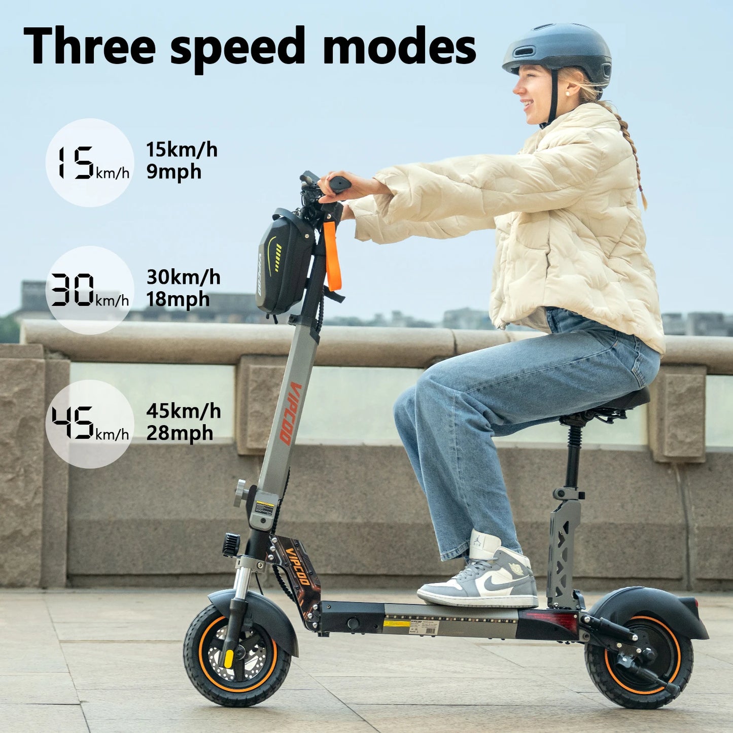 E-Scooter 700W Motor, 48V13AH Battery Portable Electric Scooter, 10 Inch Off-road Air Tire