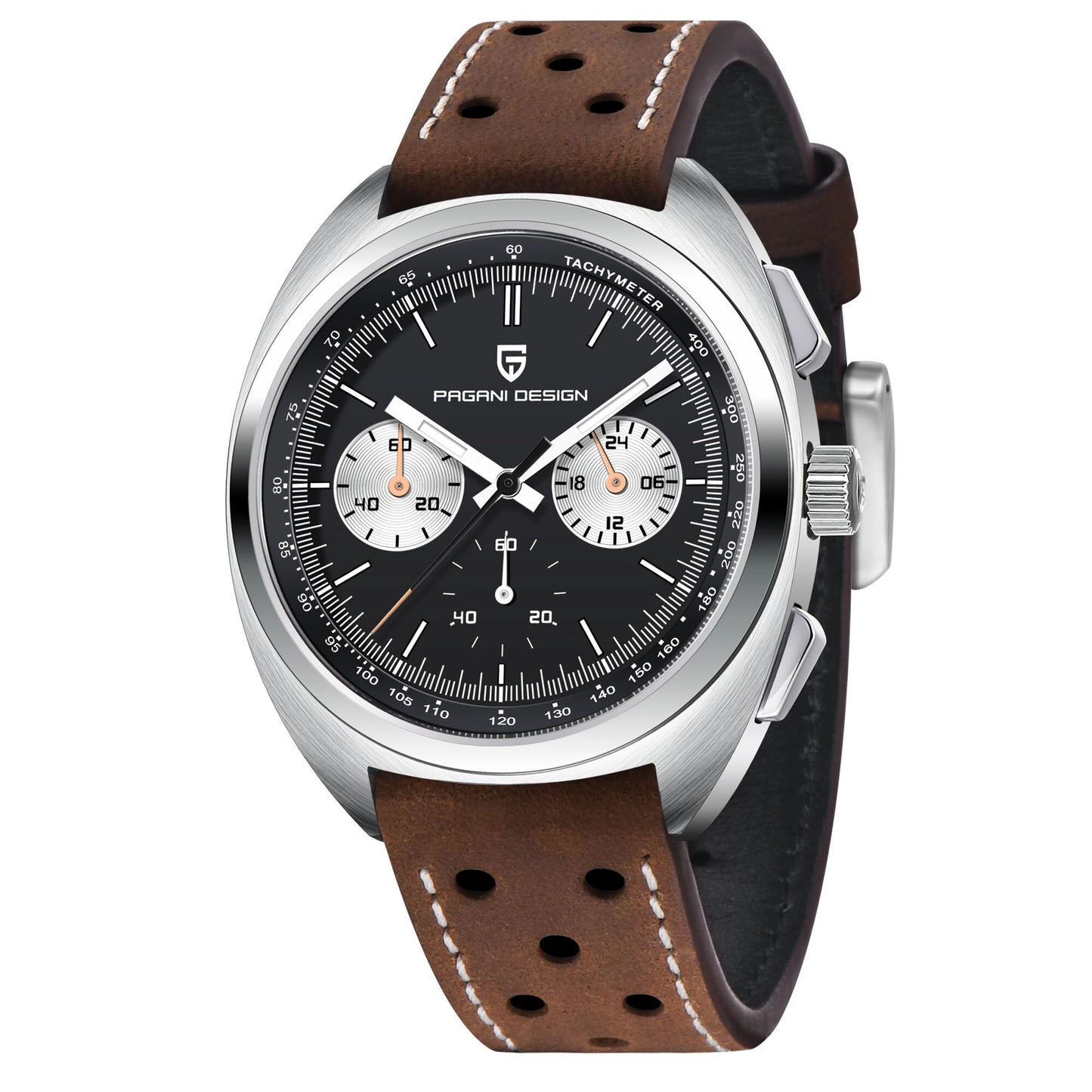 New Panda Dial Luxury, Mens Quartz Watch, Sport Chronograph Sapphire Glass Wristwatch, Luminous,Water Resistant