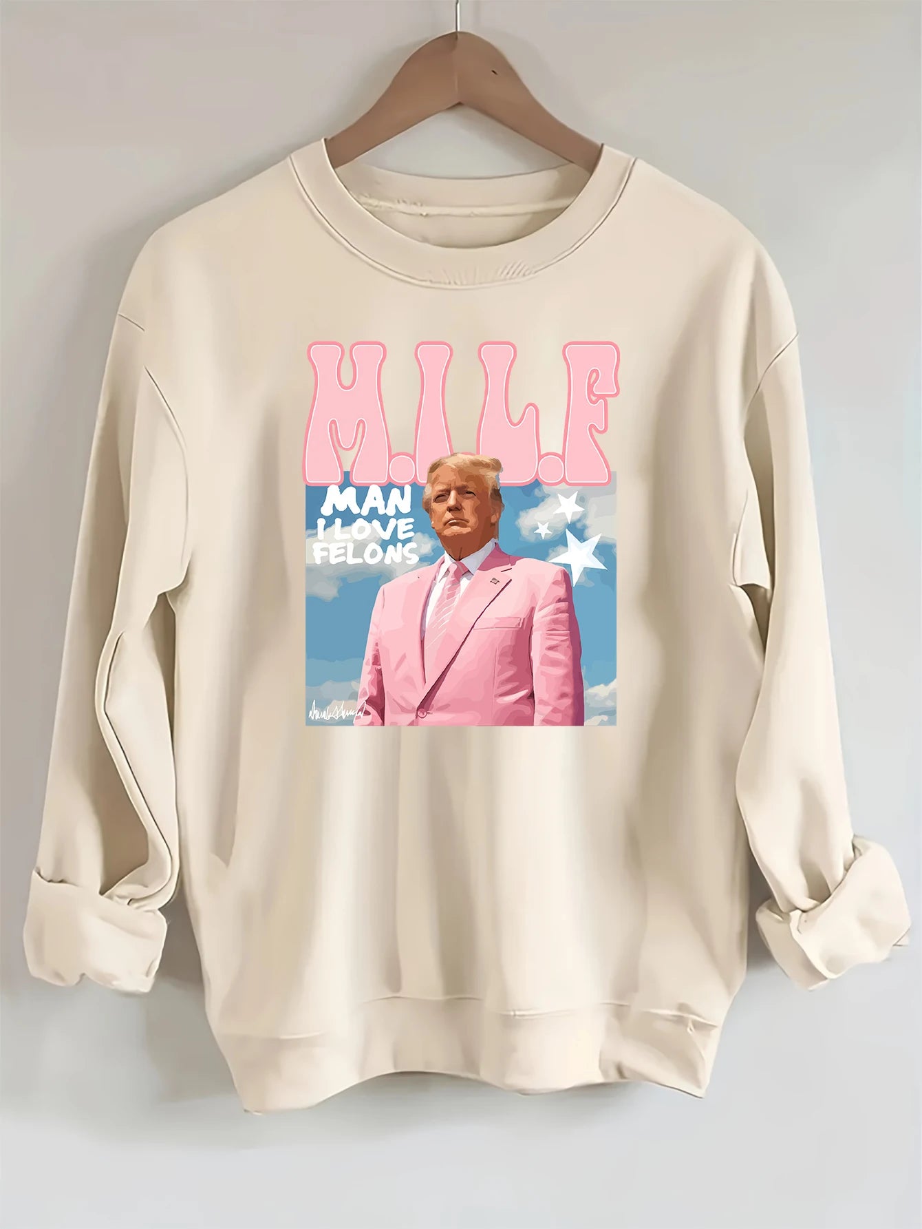 2024 Presidential Election, Mr. Trump - graphic, printed long-sleeved crew neck casual sweatshirt, fashionable women's clothing