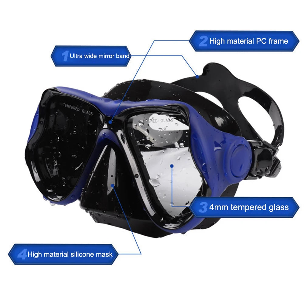 Professional Snorkeling Mask Panoramic View Goggles Wear Resistant Free Diving Mask for Free Swim