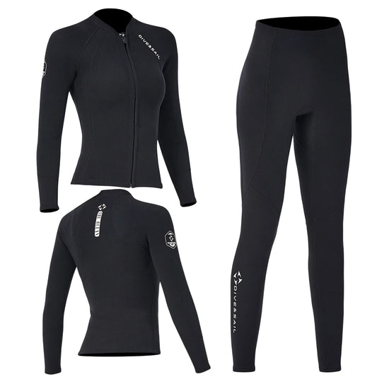 DIVE SAIL 2mm Neoprene Suit, Women Wetsuit, Split Body, Jacket Long Sleeve, Pants Swimsuit