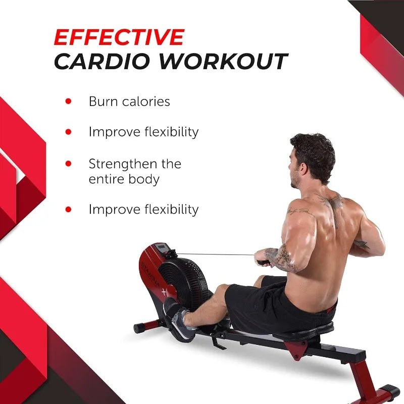 Stamina ATS Air Rower Machine with Smart Workout App - Foldable Rowing Machine with Dynamic Air Resistance