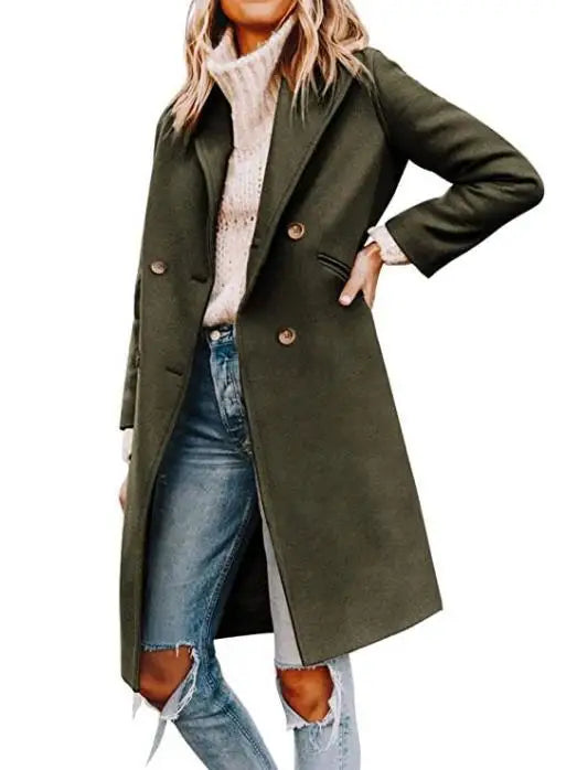 Womens Winter Wool Single Breasted Trench Peacoat