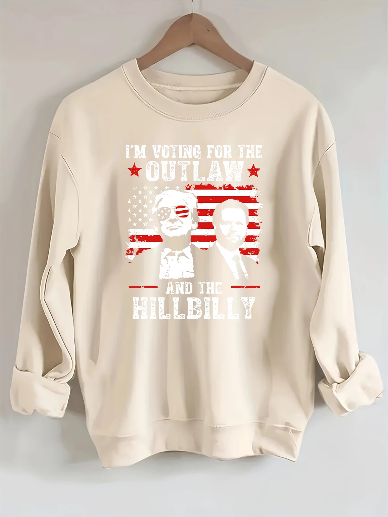 2024 Presidential Election, Mr. Trump - graphic, printed long-sleeved crew neck casual sweatshirt, fashionable women's clothing