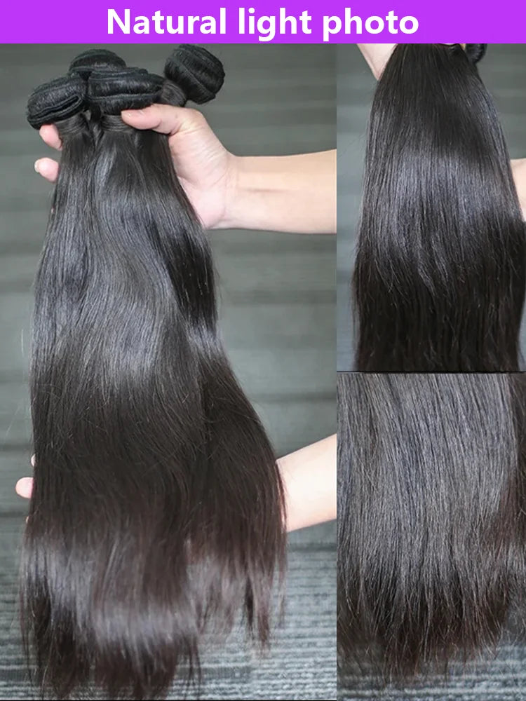 16A 30 40 Inch Bone Straight Human Hair Weave Bundle, 2 3 4 5 Bundles Raw Virgin Human Hair