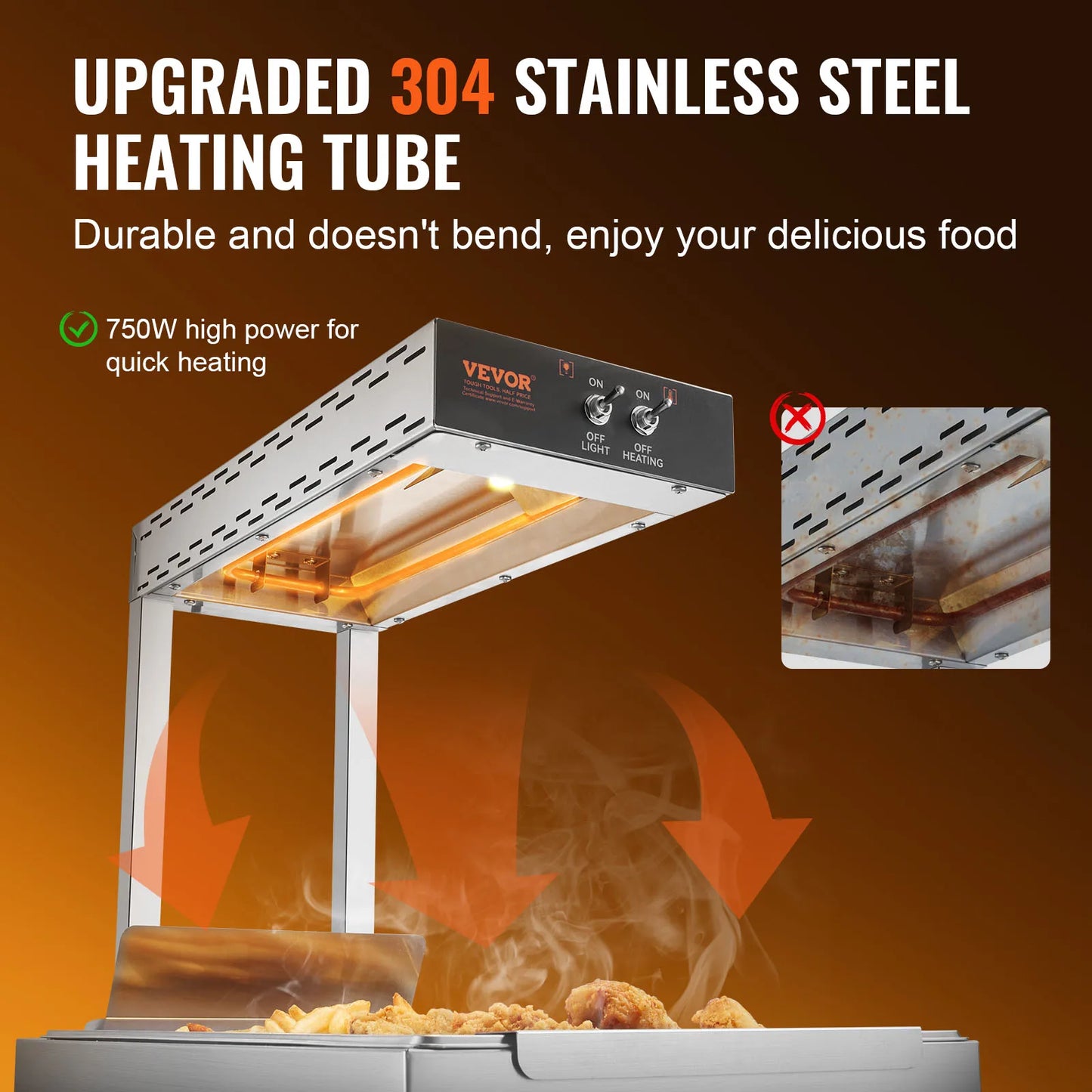 Commercial French fry Food Warmer, Countertop Food Heating, 104-122 deg, French fries, Buffet, Kitchen, Restaurant