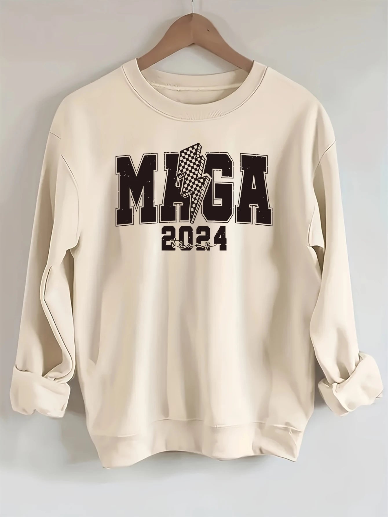 2024 Presidential Election, Mr. Trump - graphic, printed long-sleeved crew neck casual sweatshirt, fashionable women's clothing