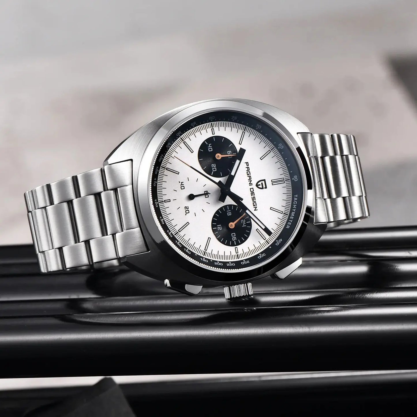 New Panda Dial Luxury, Mens Quartz Watch, Sport Chronograph Sapphire Glass Wristwatch, Luminous,Water Resistant