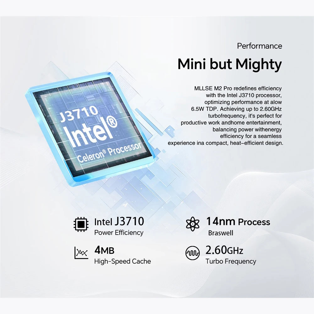 M2 Pro Mini PC Powerful 8GB RAM, 256GB SSD, Intel J3710, Windows 10 - Compact,  Business & Gaming