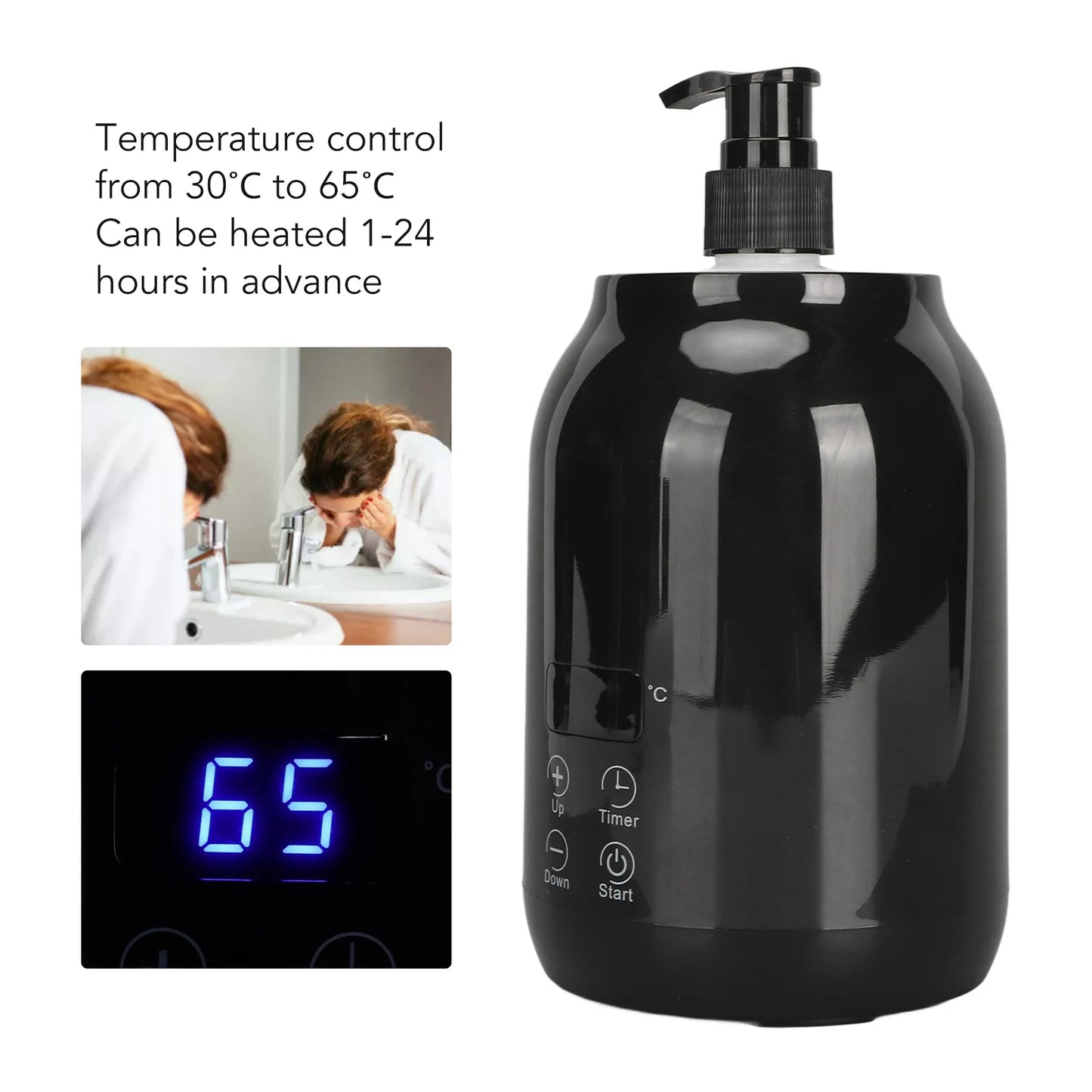 Essential Oil Heater LED Display Temperature Adjust Single Massage Oil Bottle Warmer US Plug