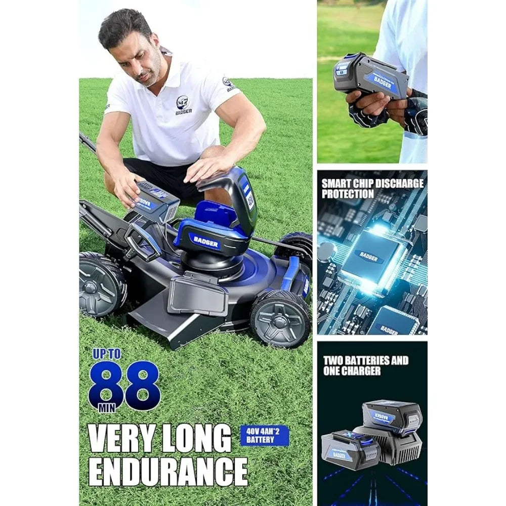 21" Brushless 40V Cordless Self Propelled Mower, Height Adjustable,Battery and Charger Included