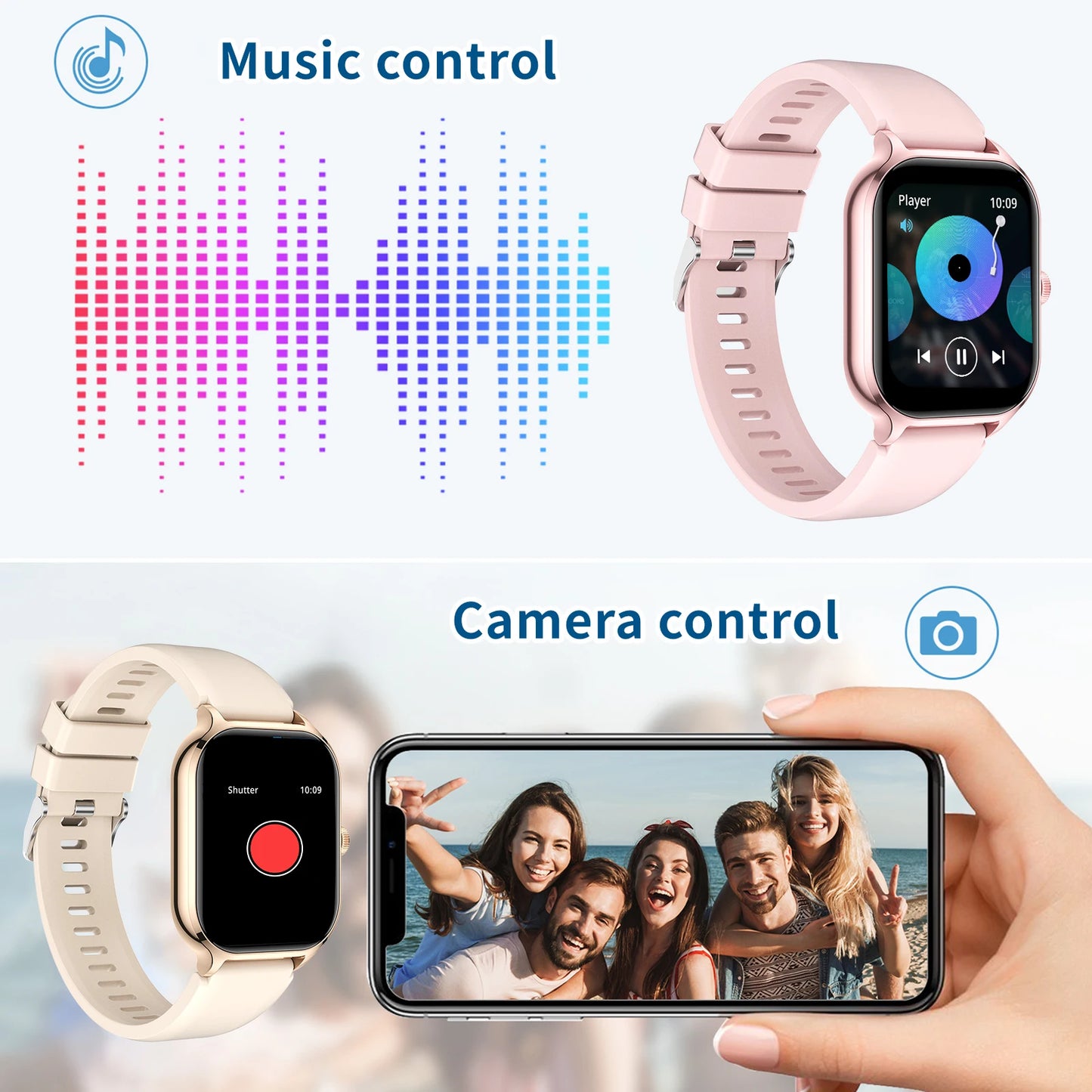 IPhone and Android,Wireless Smart Watch, Call Reminder, Call?Dial Sports Mode,With Rejection Fitness Reminder
