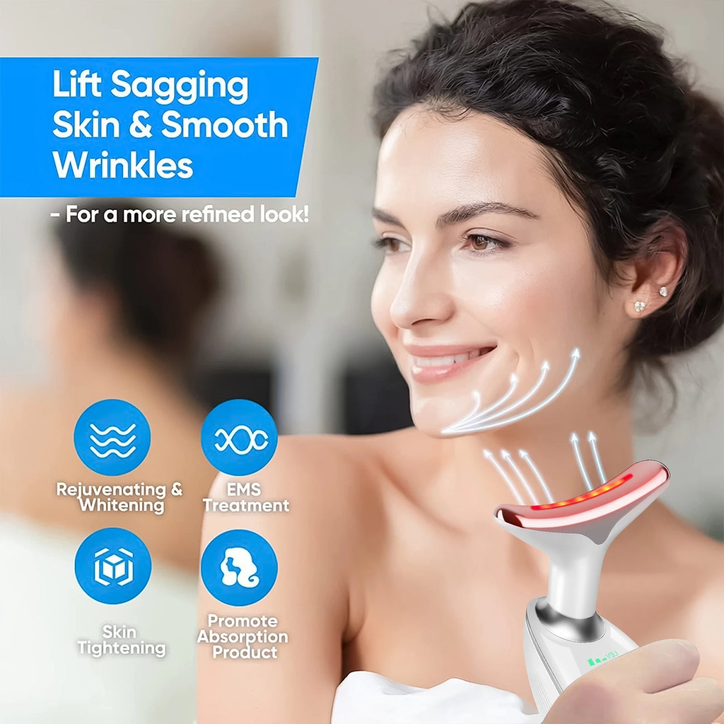 Dual Ring Roller, lifting and Tightening Massager, Upgraded neck massager USB Charging, Great Holiday Gift