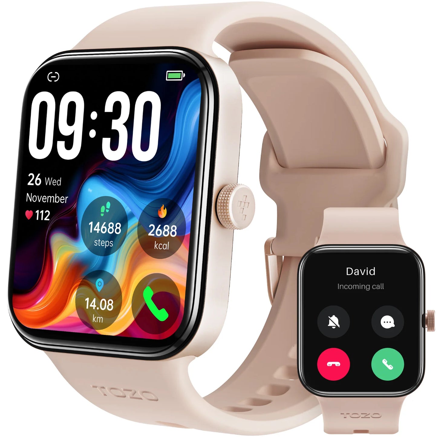 AcuFit One Smart Watch Call Answer Fitness Tracker,  Heart Rate Blood Oxygen Monitor