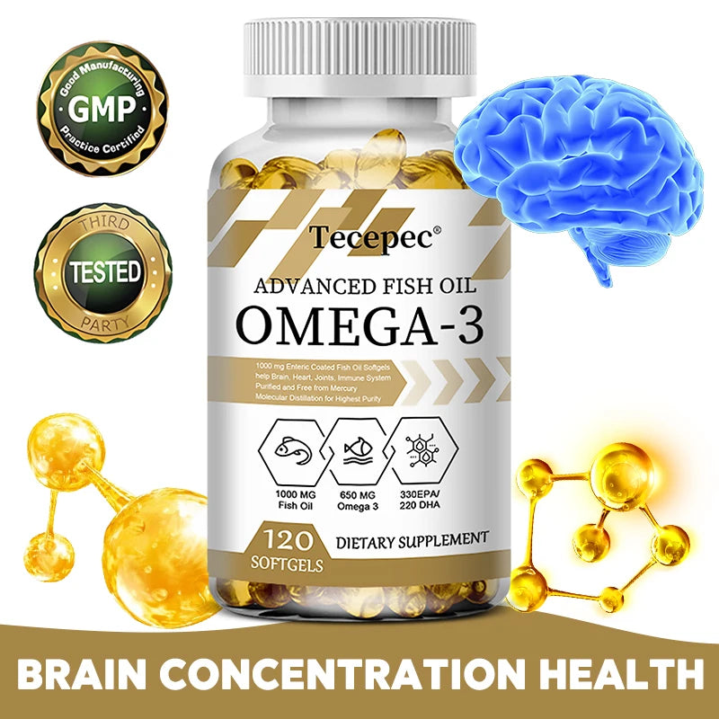 Omega 3- Support, Improves Negative Mood & Stress, 120 Capsules