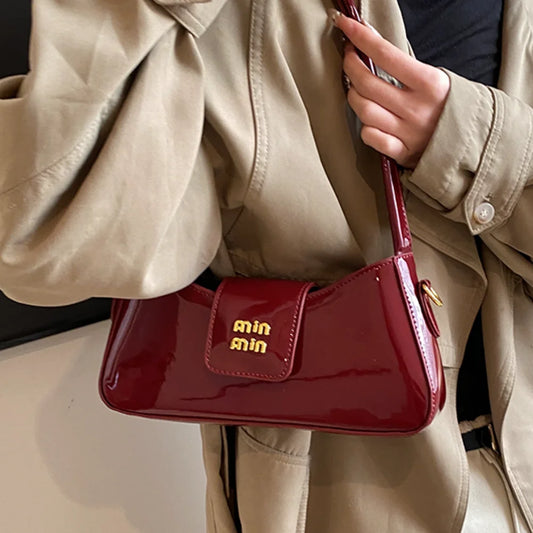 ( NEW) 2025, Luxury, High-End Ladies Shoulder Bag, Patent Leather, Underarm Handbag, Crossbody Purse