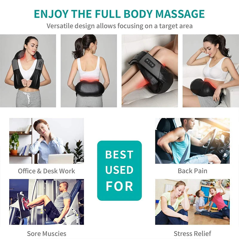 Electric Deep Tissue Kneading Neck, Shoulder Back, Leg Muscles and Full Body Massager