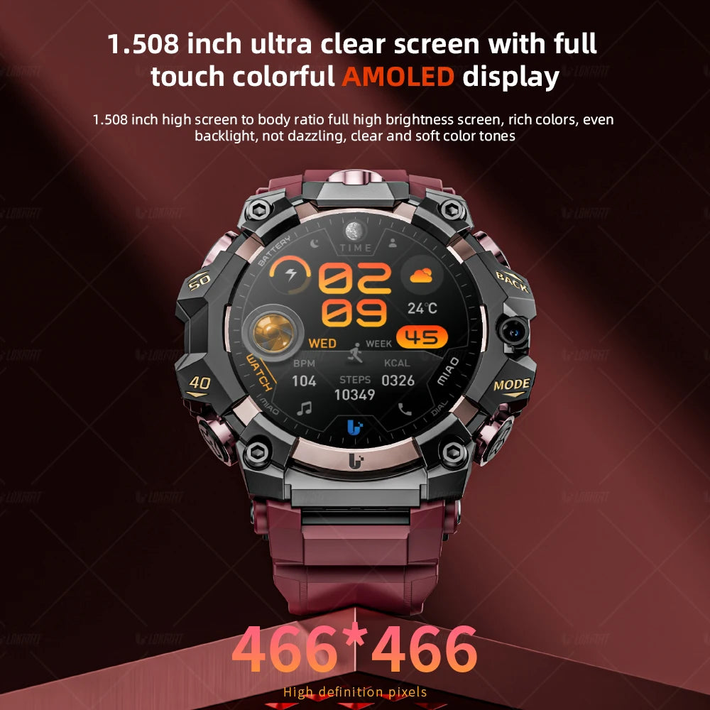 New Rugged Sport Android Smart Watch, Dual Camera,  Video Calls  Wifi, Fitness, 4G Watch Amoled Round Screen