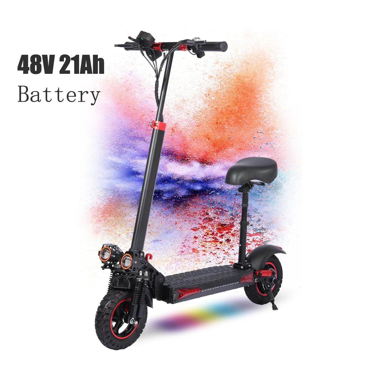 1200W, 11' Off Road Tires, 33 Mile Range, 48V 21AH Battery Adult Electric Scooter with Seat