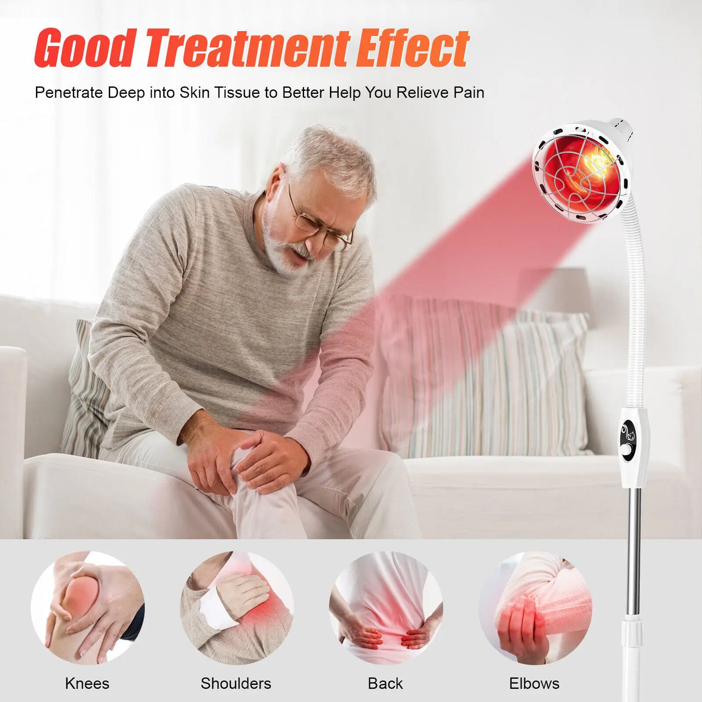 271W IR-Therapy Light Bulb, Muscle Pain Relief, Adjustable Floor Stand,Temperature Control