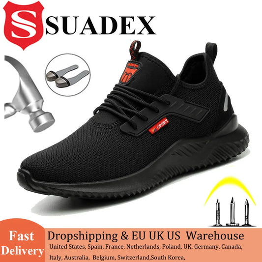 Mens Anti-Puncture, Anti-Destructible Steel Toe,Breathable Work Boots